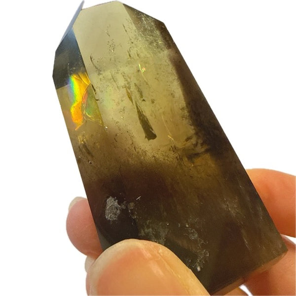 Smoky Citrine Tower with Rainbows 3