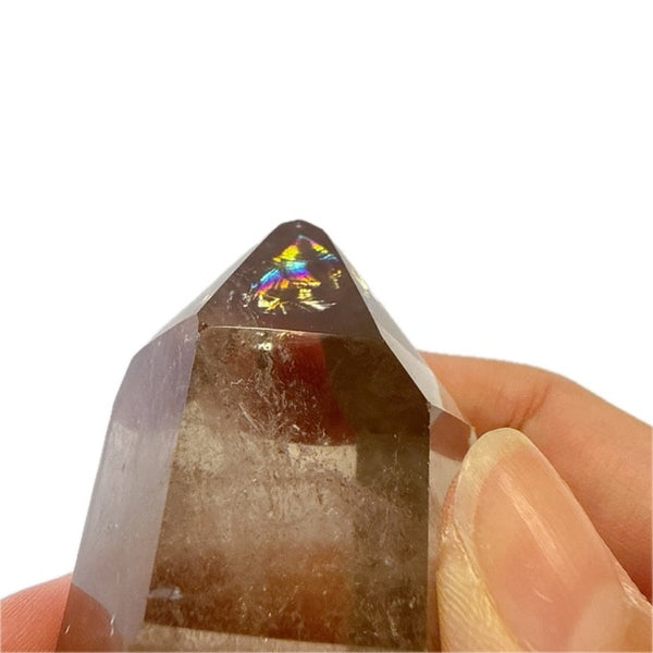 Smoky Quartz Tower with Rainbows