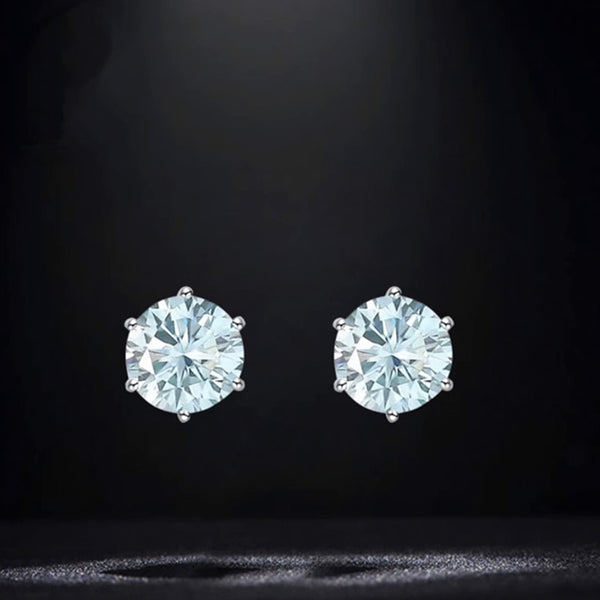 Blue Topaz Stud Earring 925 Sterling Silver