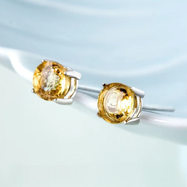 Citrine Stud Earring 925 Sterling Silver