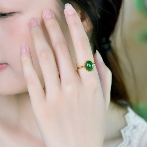 Jade Ring 925 Sterling Silver 88