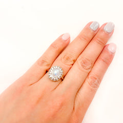 Moonstone Flower Ring