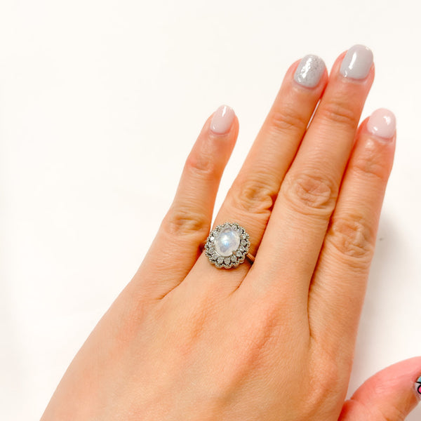 Moonstone Flower Ring