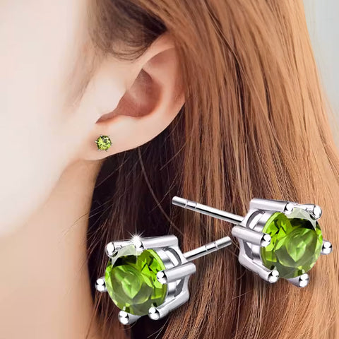 Peridot Stud Earring 925 Sterling Silver