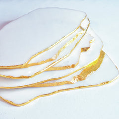 50% Off - White Quartz with Gold Platter