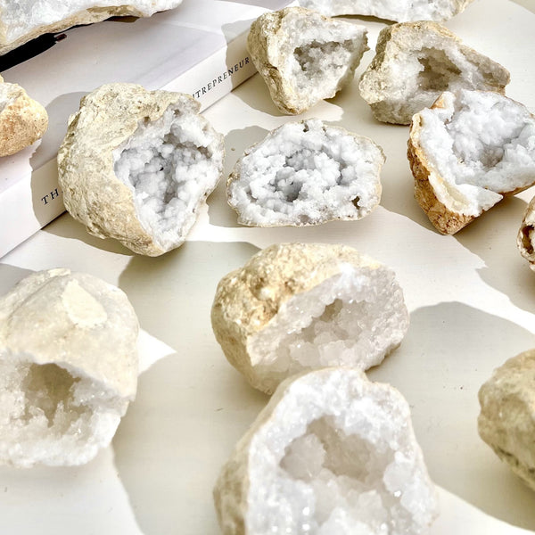 Clear Quartz Geode Pair (Medium)