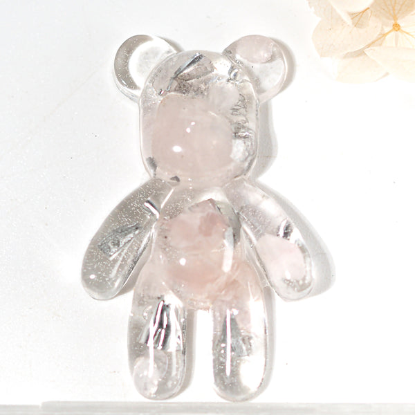 泰迪熊形狀 Orgonite |玫瑰石英 |心輪