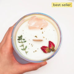 Twin Flame Crystal Candle – Rose Quartz & Rose